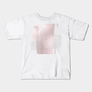 Rose Gold Faux Metallic Watercolor Brush Strokes Kids T-Shirt